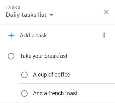 Tasks, subtasks and taskslists